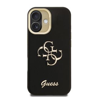 Guess PU Grained 4G Logo Stand Camera Frame Case for Apple iPhone 16 (GUHCP16SPCS4GSK)