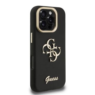 Guess PU Grained 4G Logo Stand Camera Frame Case for Apple iPhone 16 Pro (GUHCP16LPCS4GSK)
