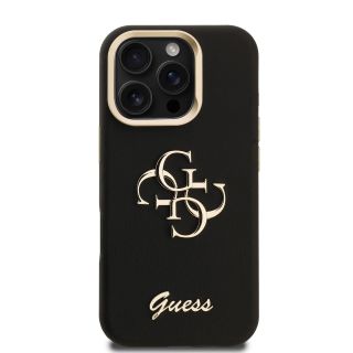 Guess PU Grained 4G Logo Stand Camera Frame Case for Apple iPhone 16 Pro (GUHCP16LPCS4GSK)