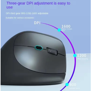 RoGer S26 Ergonomic Vertical Optical Wireless Mouse 1600 DPI (ROS26-BK)