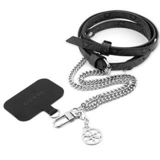 Guess Crossbody Strap PU 4G Chain with Charm Silver/Black (GUUC4MG4EK)