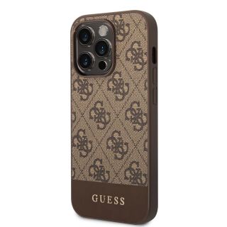 Guess PU 4G Stripe Case for iPhone 14 Pro Max / Brown (GUHCP14XG4GLBR)