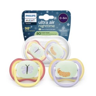 Philips Avent Ultra Air Night Baby Pacifiers 0-6m 2pcs (SCF376/25)