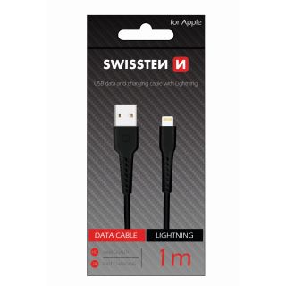 Swissten Basic Fast Charge 3A Lightning Data and Charging Cable 1m (SW-BA-LIGH-3A-1M-BK)