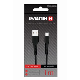 Swissten Basic Fast Charge 3A Micro USB Data and Charging Cable 1m (SW-BA-MIC-3A-1M-BK)