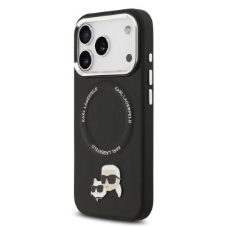 Karl Lagerfeld PU Karl and Choupette Heads Pins MagSafe Case for iPhone 17 Pro / black (KLHMP17LPSMLRKCK)