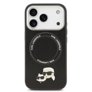 Karl Lagerfeld PU Karl and Choupette Heads Pins MagSafe Case for iPhone 17 Pro / black (KLHMP17LPSMLRKCK)