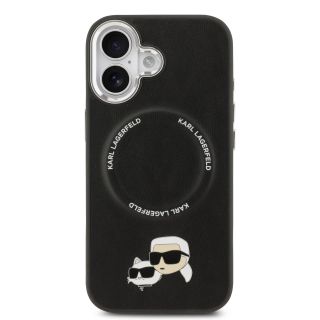 Karl Lagerfeld PU Karl and Choupette Heads Pins MagSafe Case for iPhone 17 / black (KLHMP17SPSMLRKCK)