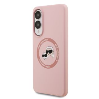 Karl Lagerfeld Liquid Silicone Double Heads MagSafe Case for Samsung Galaxy S25 Edge / Pink (KLHMS25ESKCHTCP)