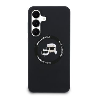 Karl Lagerfeld Liquid Silicone K&CH Heads MagSafe Case for Samsung Galaxy S25 FE / Black (KLHMS25FESKCHTCK)