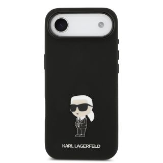 Karl Lagerfeld Liquid Silicone Metal Ikonik Case for iPhone Air / Black (KLHCP17MSMHKNPK)
