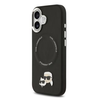 Karl Lagerfeld PU Karl and Choupette Heads Pins MagSafe Case for iPhone 17 / black (KLHMP17SPSMLRKCK)
