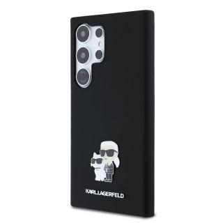 Karl Lagerfeld Liquid Silicone Metal Karl and Choupette Case for Samsung Galaxy S24 Ultra / black (KLHCS24LSMHKCNPK)