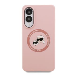 Karl Lagerfeld Liquid Silicone Double Heads MagSafe Case for Samsung Galaxy S25 Edge / Pink (KLHMS25ESKCHTCP)