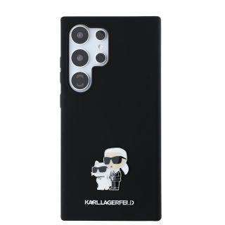 Karl Lagerfeld Liquid Silicone Metal Karl and Choupette Case for Samsung Galaxy S24 Ultra / black (KLHCS24LSMHKCNPK)