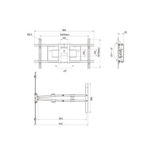 Multibrackets MB-6881 TV Wall Mount Bracket for TVs up to 90" / 60kg (MB-6881)
