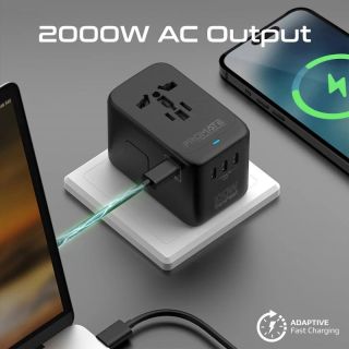 Promate TripMate-GaN100 GaNFast™ Multi-Port Wall Charger 100W / EU/US/UK/AU (TRIPMATEGAN100)