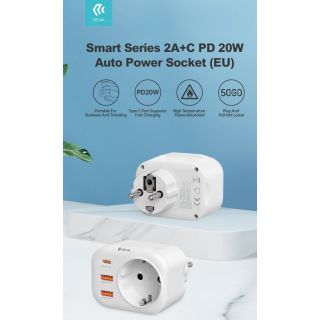 Devia Power socket PD charger 20W USB-C 2x USB 3A (WW09-F-PD)