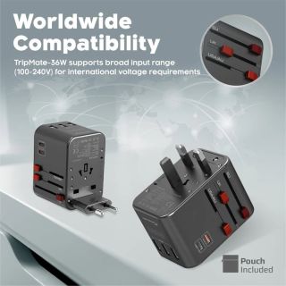Promate TripMate-36W Multi-Port Wall Charger 36W EU / US / UK / AU (TRIPMATE36W)