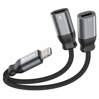 Swissten Textile Lightning Audio Charging Adapter 2x Lightning 0.12m (73502303)