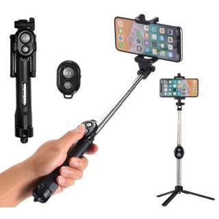 RoGer Selfie Stick + Tripod Stand with Bluetooth Remote Control (RO-SELF-TRI-BK)