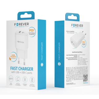 Forever TC-01-20AC Charger PD / QC / USB-C / 1USB / 20W (TC-01-20AC)