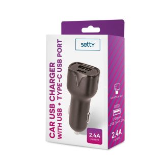 Setty USB / USB-C Car Charger (GSM043811)