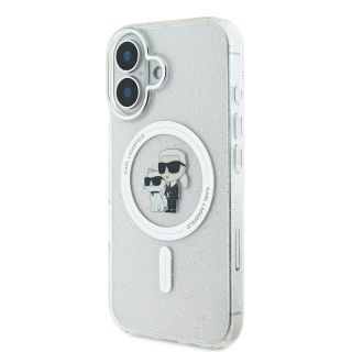Karl Lagerfeld IML Glitter Karl and Choupette MagSafe Case for iPhone 16 / transparent (KLHMP16SHGKCNOT)