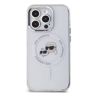 Karl Lagerfeld IML K&CH Heads Metal Frame MagSafe Case for iPhone 15 Pro / Transparent (KLHMP15LHLSKCH)