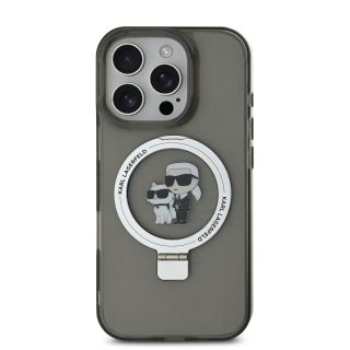 Karl Lagerfeld Ringstand Karl and Choupette MagSafe Case for iPhone 16 Pro Max / black (KLHMP16XHMRSKCK)