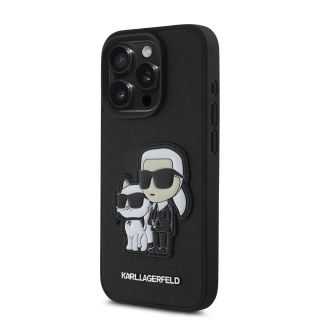 Karl Lagerfeld PU Saffiano Karl and Choupette Case for iPhone 15 Pro / black (KLHCP15LSANKCPK)