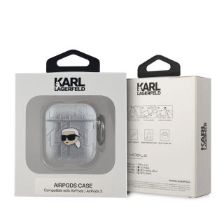 Karl Lagerfeld PU Embossed Karl Head Case for AirPods 1/2 / Silver (KLA2PGKIPS)