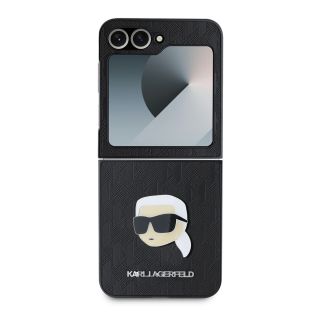 Karl Lagerfeld PU Saffiano Monogram Karl Head Case for Samsung Galaxy Z Flip 6/7 FE / Black (KLHCZF6PGKSKIHK)