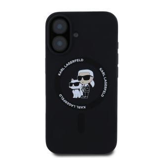 Karl Lagerfeld Liquid Silicone Karl and Choupette MagSafe Case for iPhone 16 Plus / black (KLHMP16MSCMKCRHK)