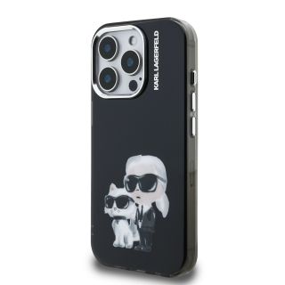 Karl Lagerfeld IML Aquarelle Karl and Choupette Case for iPhone 15 Pro / black (KLHCP15LHMKCAQK)