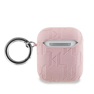 Karl Lagerfeld PU Embossed Karl and Choupette Heads Case for AirPods 1/2 / pink (KLA2PGKCPP)