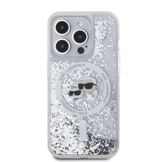 Karl Lagerfeld Liquid Glitter Karl and Choupette Heads MagSafe Case for iPhone 15 Pro Max / Transparent (KLHMP15XLGKCSGH)