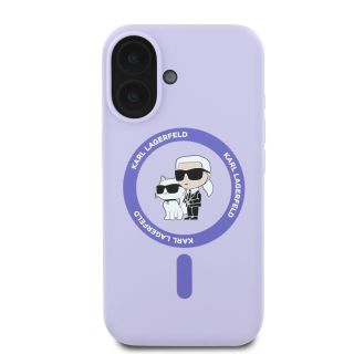 Karl Lagerfeld Liquid Silicone Karl and Choupette MagSafe Case for iPhone 16 / Purple (KLHMP16SSCMKCRHU)