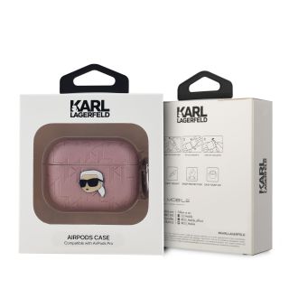 Karl Lagerfeld PU Embossed Karl Head Case for AirPods Pro / Pink (KLAPPGKIPP)