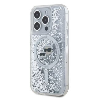 Karl Lagerfeld Liquid Glitter Karl and Choupette Heads MagSafe Case for iPhone 15 Pro Max / Transparent (KLHMP15XLGKCSGH)