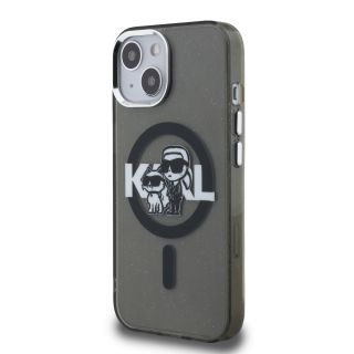 Karl Lagerfeld IML Glitter Karl and Choupette Sketch MagSafe Case for iPhone 15 / black (KLHMP15SHGKCGKBK)