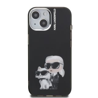 Karl Lagerfeld IML Aquarelle Karl and Choupette Case for iPhone 15 / Black (KLHCP15SHMKCAQK)