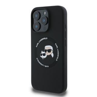Karl Lagerfeld Liquid Silicone K&CH Heads MagSafe Case for iPhone 16 Pro Max / black (KLHMP16XSKCHTCK)