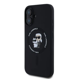 Karl Lagerfeld Liquid Silicone Karl and Choupette MagSafe Case for iPhone 16 Plus / black (KLHMP16MSCMKCRHK)