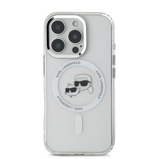 Karl Lagerfeld IML K&CH Heads Metal Frame MagSafe Case for iPhone 16 Pro Max / Transparent (KLHMP16XHLSKCH)