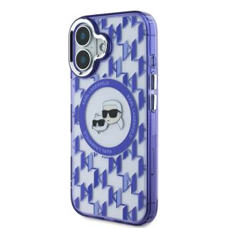Karl Lagerfeld IML Monogram K&CH Heads MagSafe Case for iPhone 16 / purple (KLHMP16SHMCKMHU)