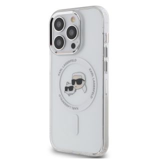 Karl Lagerfeld IML K&CH Heads Metal Frame MagSafe Case for iPhone 15 Pro Max / Transparent (KLHMP15XHLSKCH)