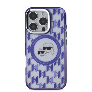 Karl Lagerfeld IML Monogram K&CH Heads MagSafe Case for iPhone 16 Pro / Purple (KLHMP16LHMCKMHU)