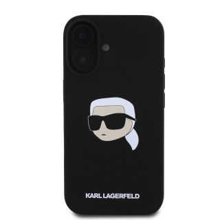 Karl Lagerfeld Liquid Silicone Karl Head MagSafe Case for iPhone 16 / Black (KLHMP16SSKHPPLK)
