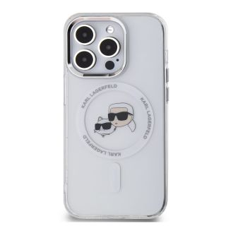Karl Lagerfeld IML K&CH Heads Metal Frame MagSafe Case for iPhone 15 Pro Max / Transparent (KLHMP15XHLSKCH)